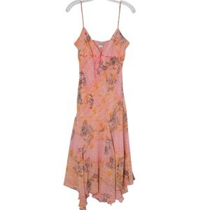 Vtg 90s Alexia Whimsigoth Pink Floral Print Spaghetti Strap Midi Dress S